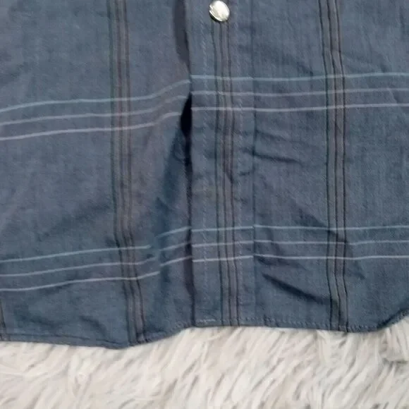 Vintage Ely Cattleman Mens Shirt Blue 2XLT‎  Pearl Snap Western Rancher Tall Man - Picture 9 of 16